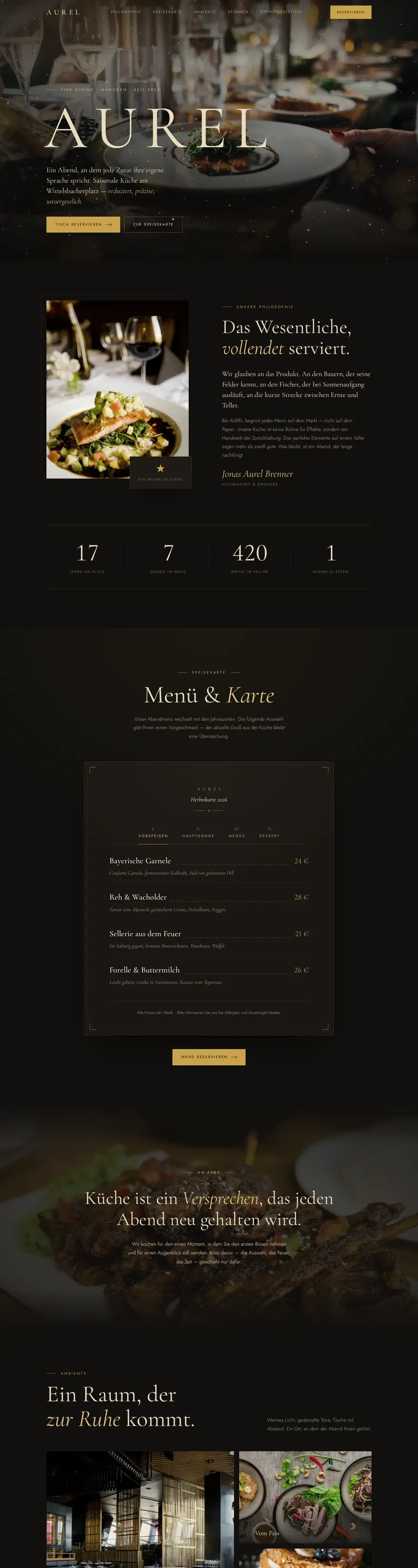 Website AUREL, Desktop-Ansicht