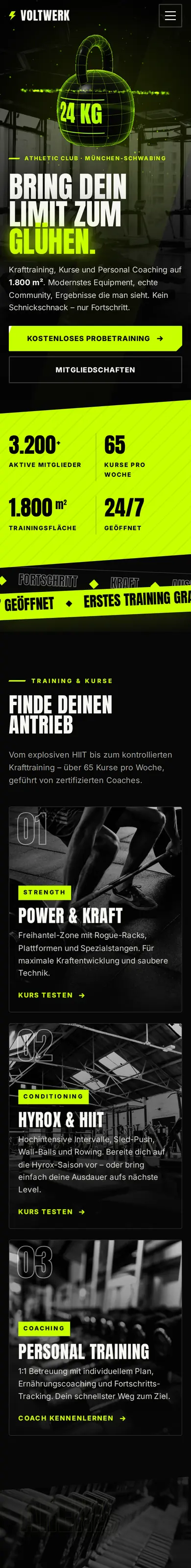 Website VOLTWERK, Handy-Ansicht