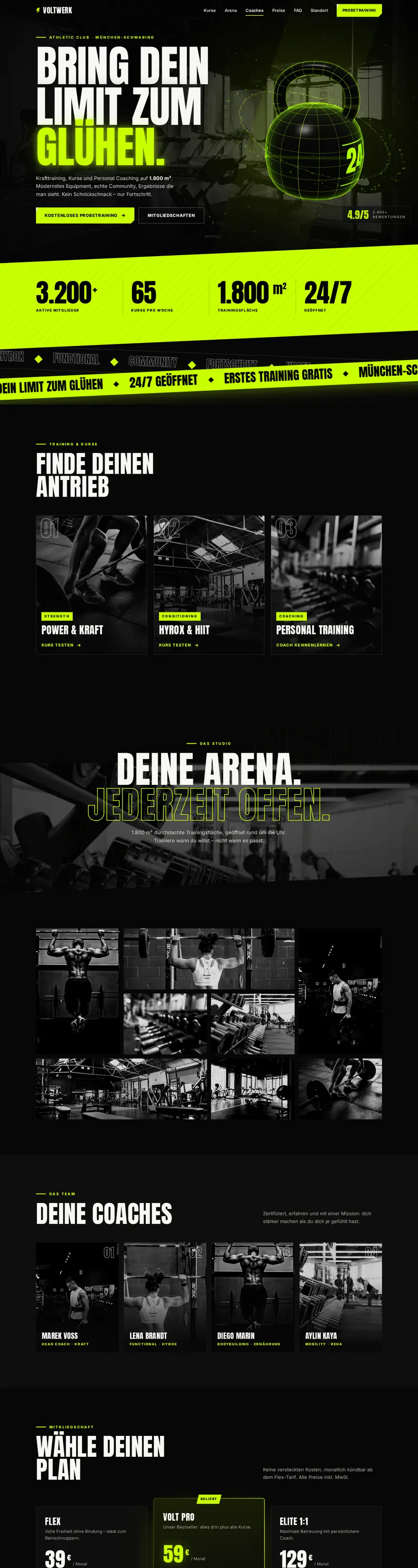 Website VOLTWERK, Desktop-Ansicht