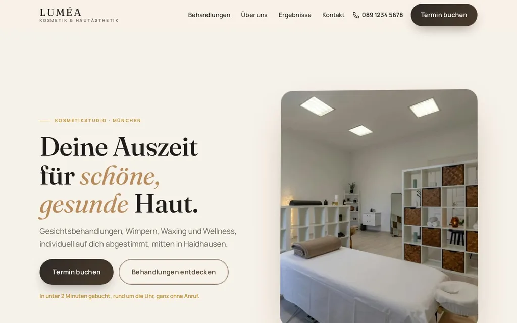 LUMÉA Kosmetikstudio, eine von mir gebaute Website
