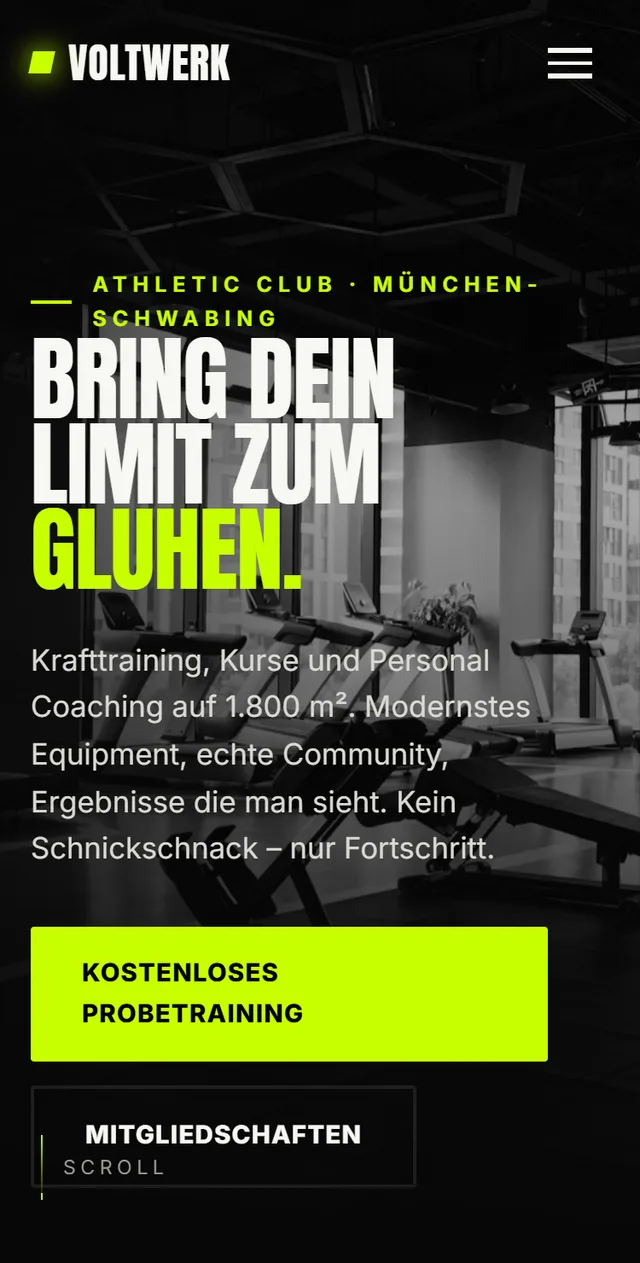 VOLTWERK, Startseite auf dem Handy